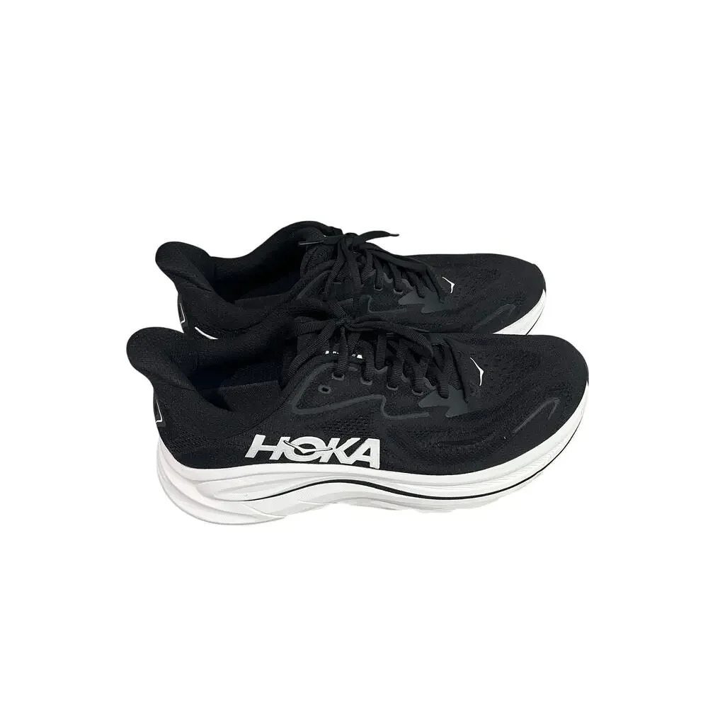 HOKA One One Clifton 10 Men’s 10.5 D Black White Running Shoes 1162030 BWHT
